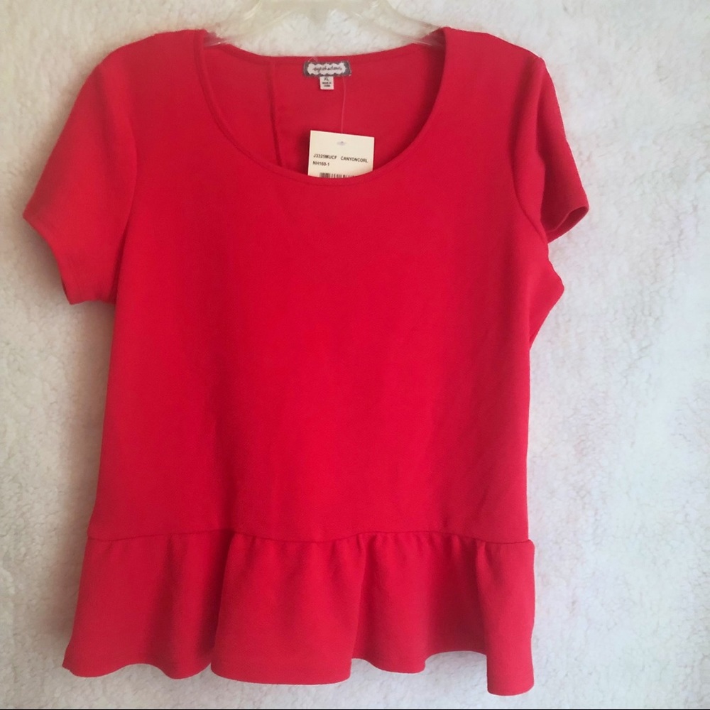 Eyeshadow Coral Ruffle details Blouse/Top XL, NWT - Picture 1 of 3